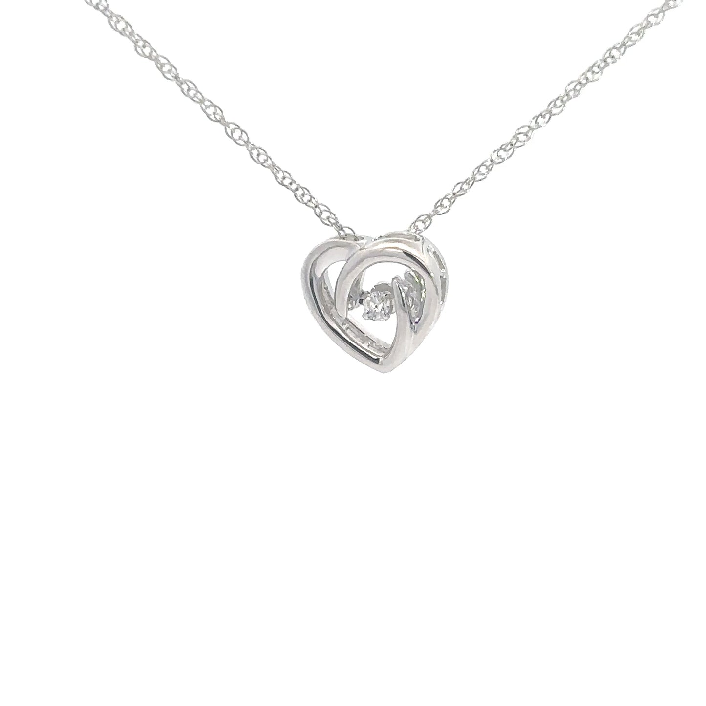 Sterling Silver Heart Shaped Diamond Heartbeat Pendant .05cttw