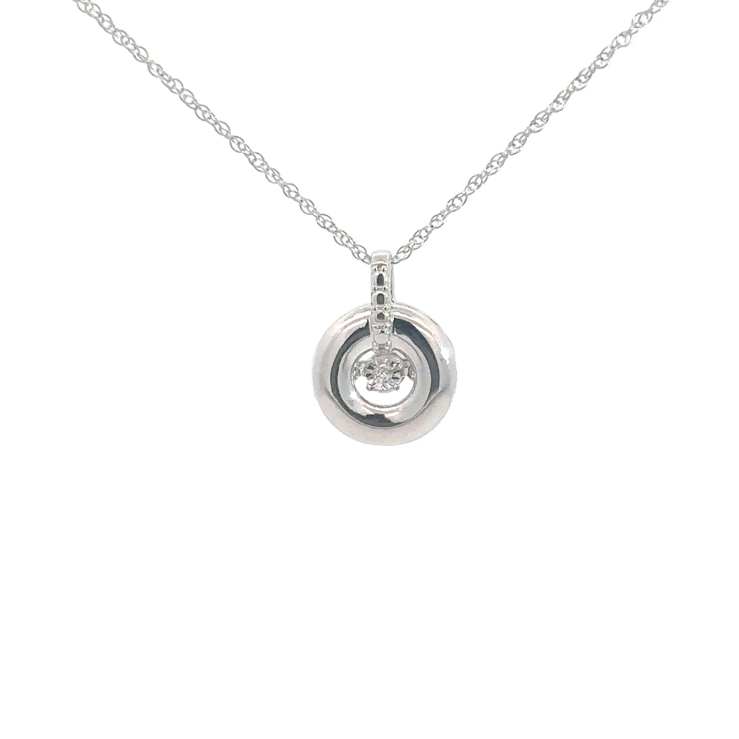 Sterling Silver Circle Heartbeat Diamond .01cttw Pendant