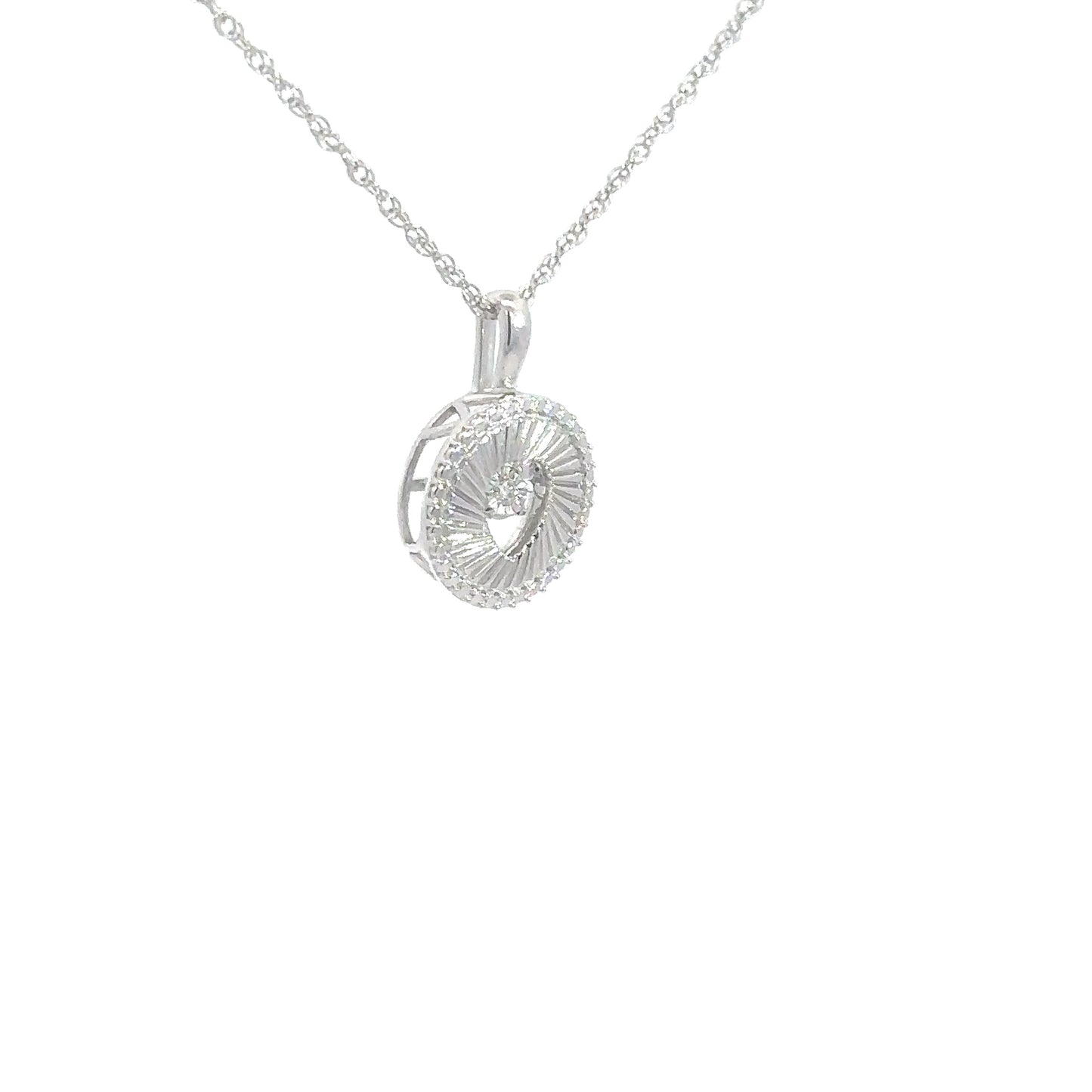 Sterling Silver Circle with Heartbeat Diamond .02cttw