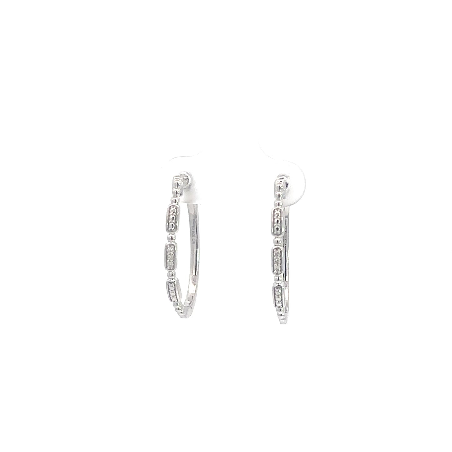 Sterling Silver Diamond Hoop Earrings .04cttw