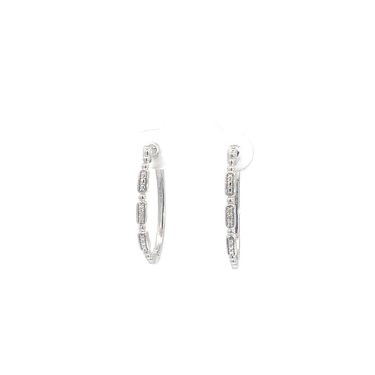 Sterling Silver Diamond Hoop Earrings .04cttw