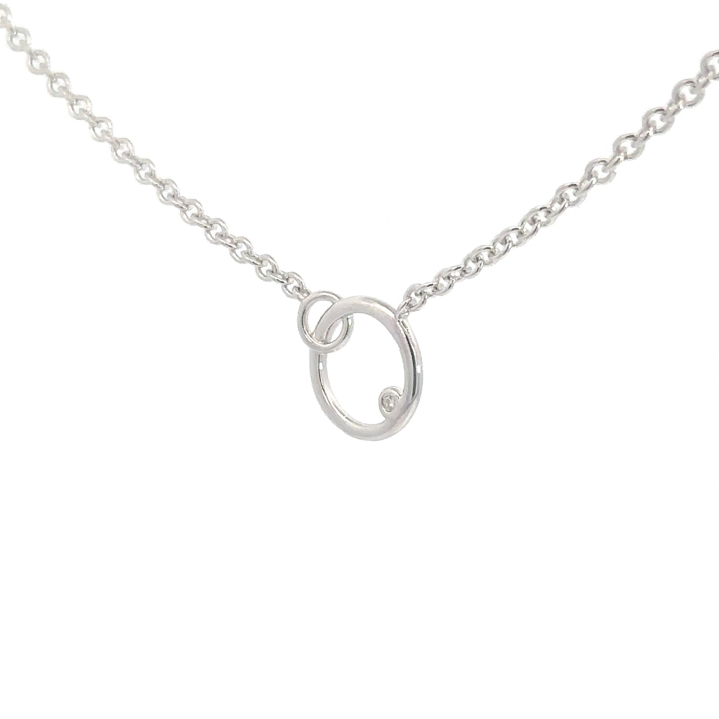 Sterling Silver Double CIrcle & Diamond Pendant .01cttw