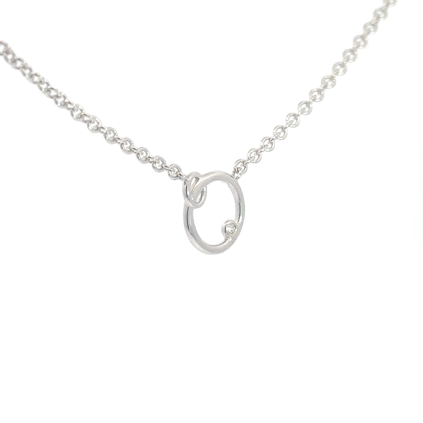 Sterling Silver Double CIrcle & Diamond Pendant .01cttw