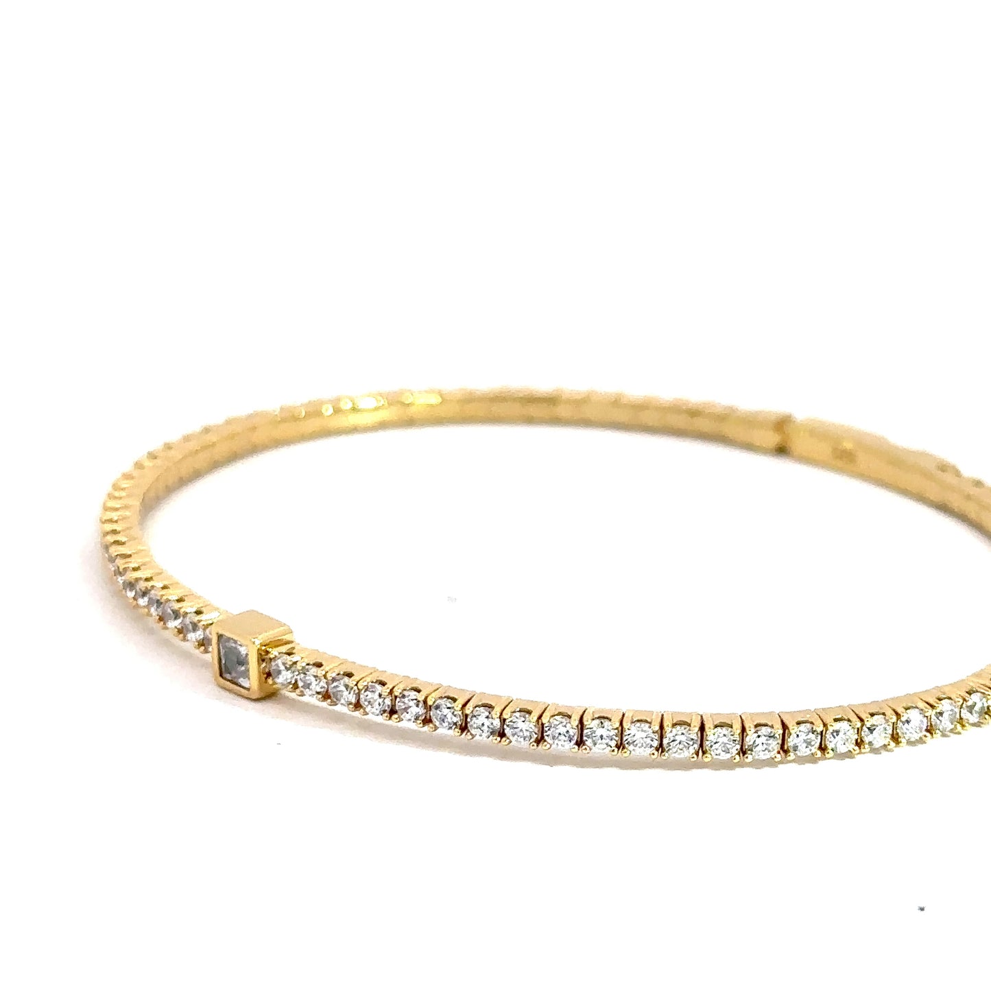 Yellow Gold Plated Simulated Diamond Flexi-Bangle