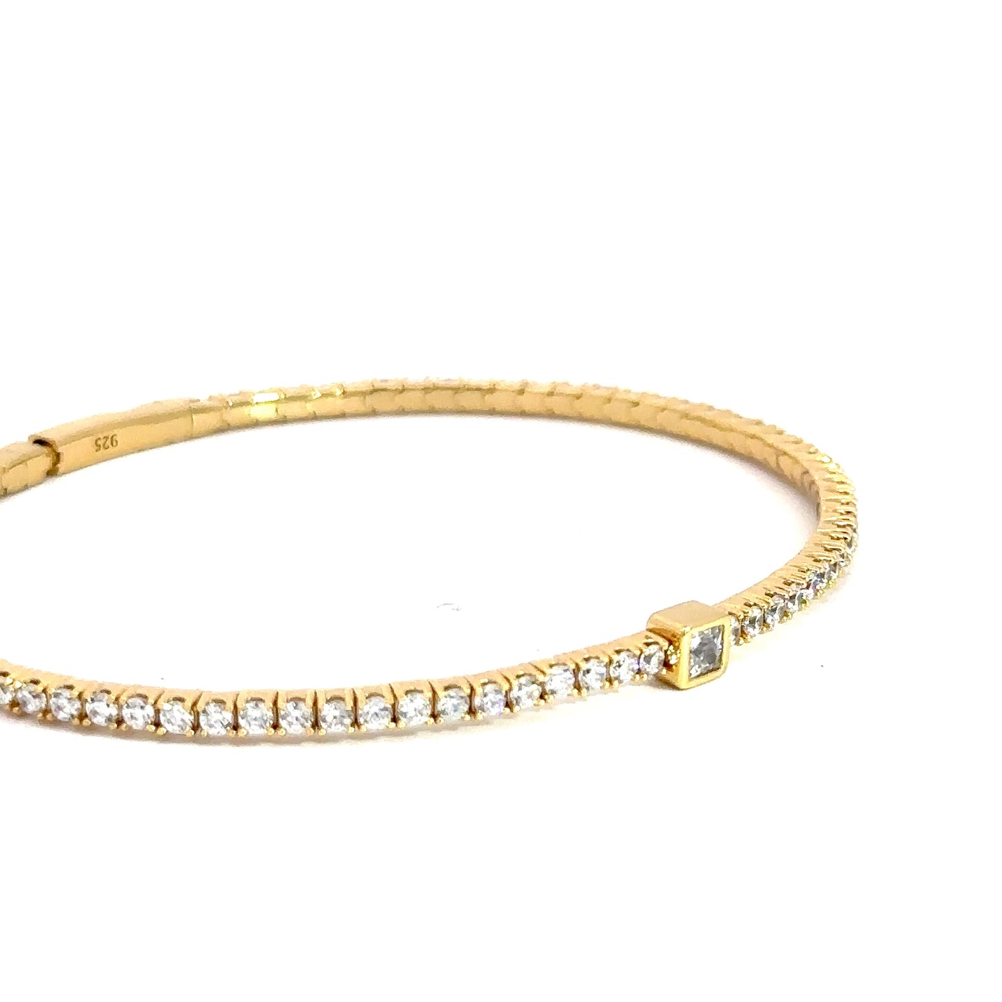 Yellow Gold Plated Simulated Diamond Flexi-Bangle