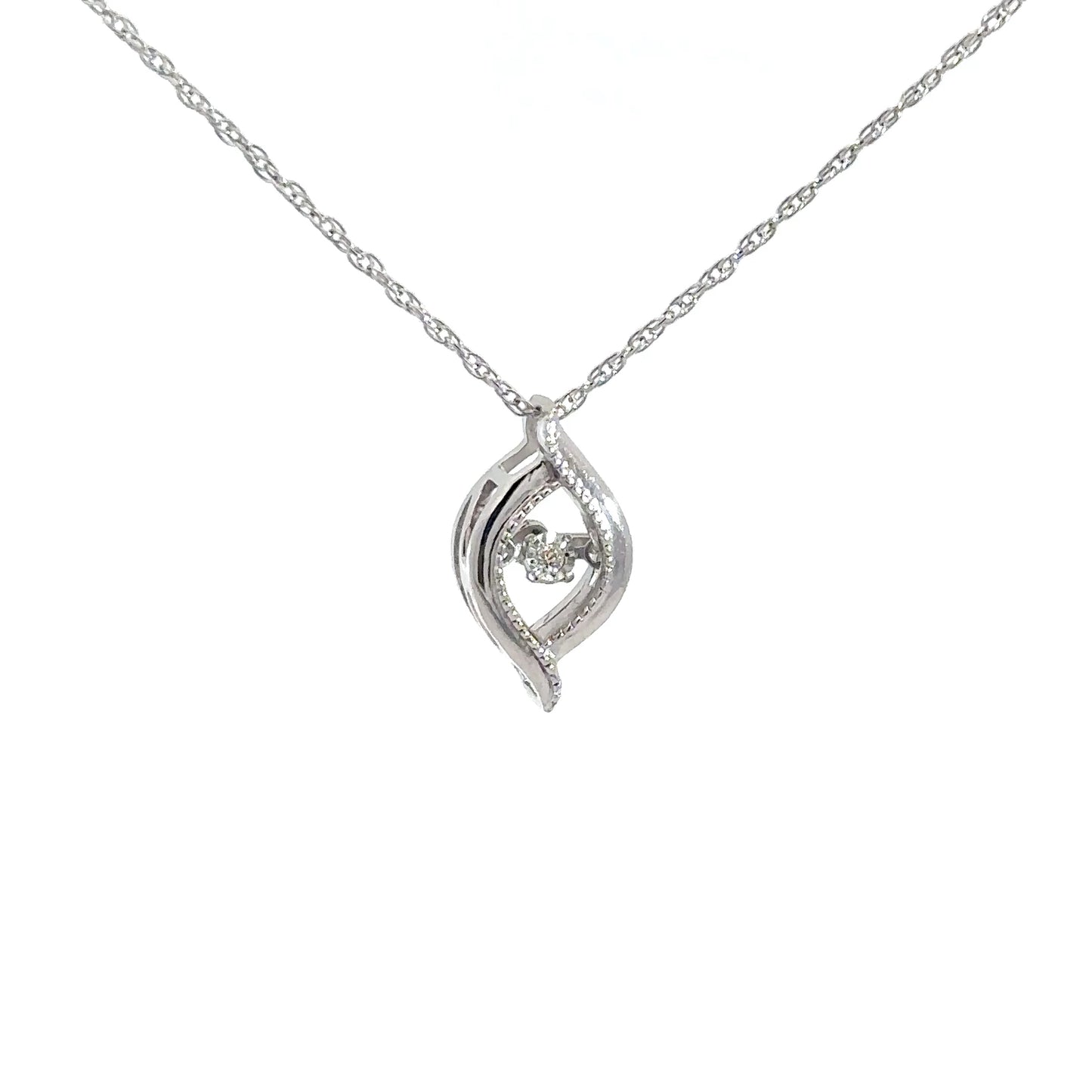 Sterling Silver Heartbeat Pendant .01cttw