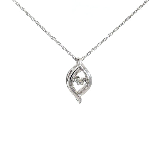 Sterling Silver Heartbeat Pendant .01cttw
