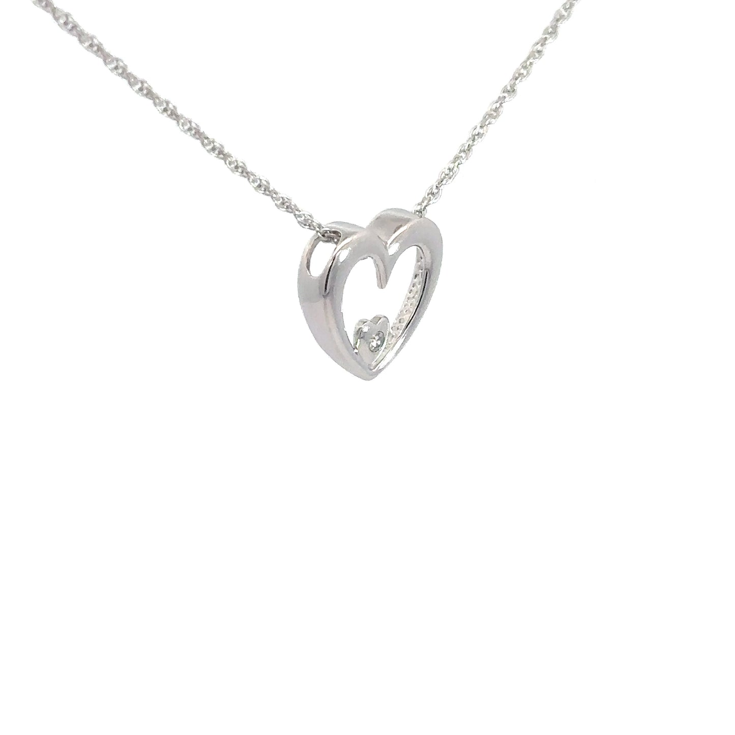 Sterling Silver Heart & Diamond Pendant