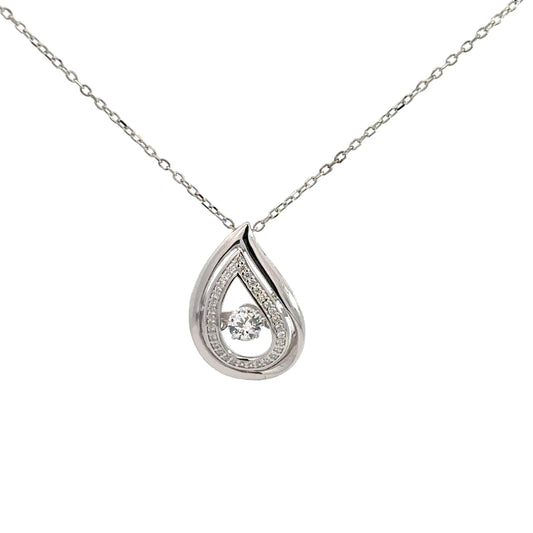 Sterling Silver Cubic Zirconia Heartbeat Pendant