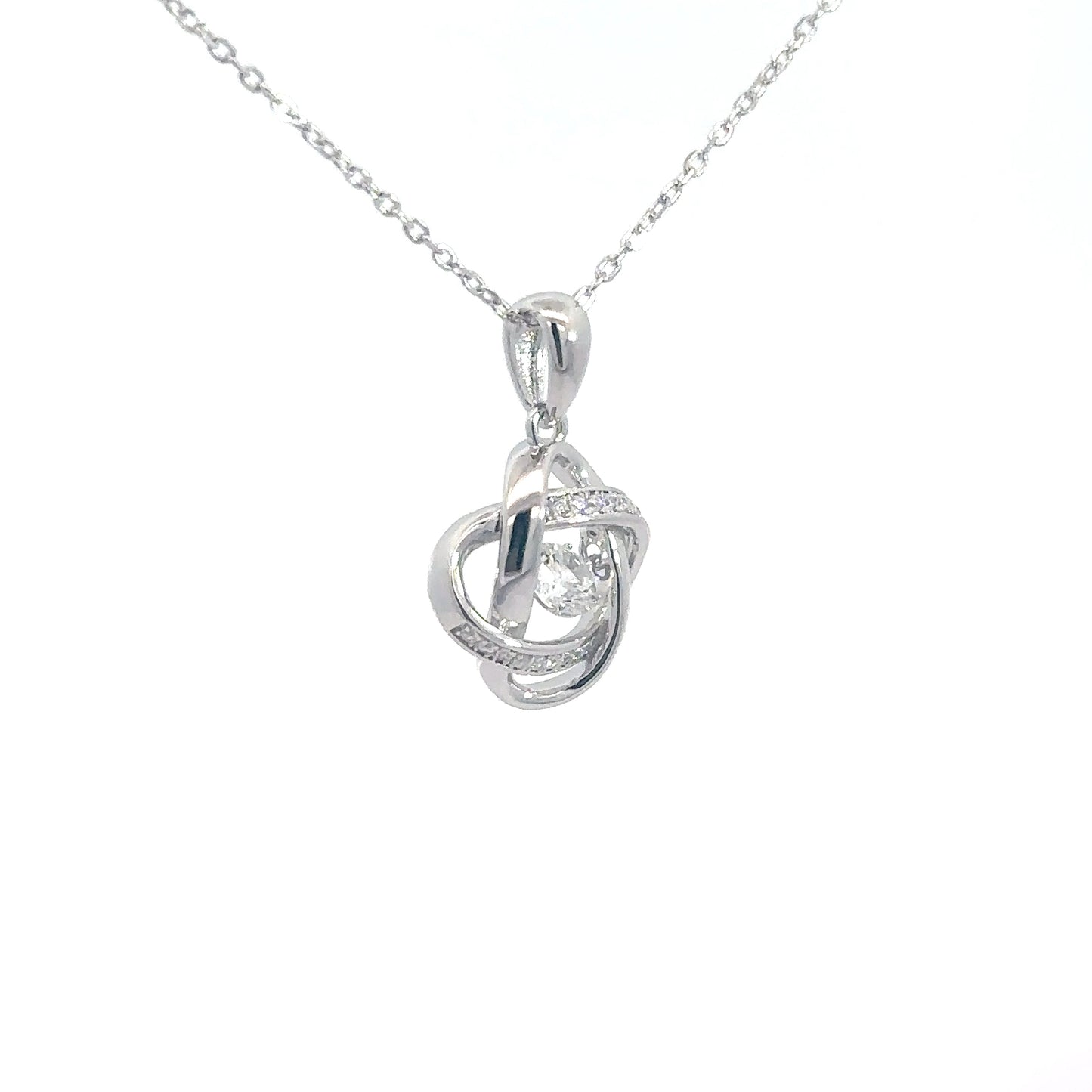 Sterling Silver Cubic Zirconia Heartbeat Pendant