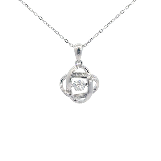 Sterling Silver Cubic Zirconia Heartbeat Pendant