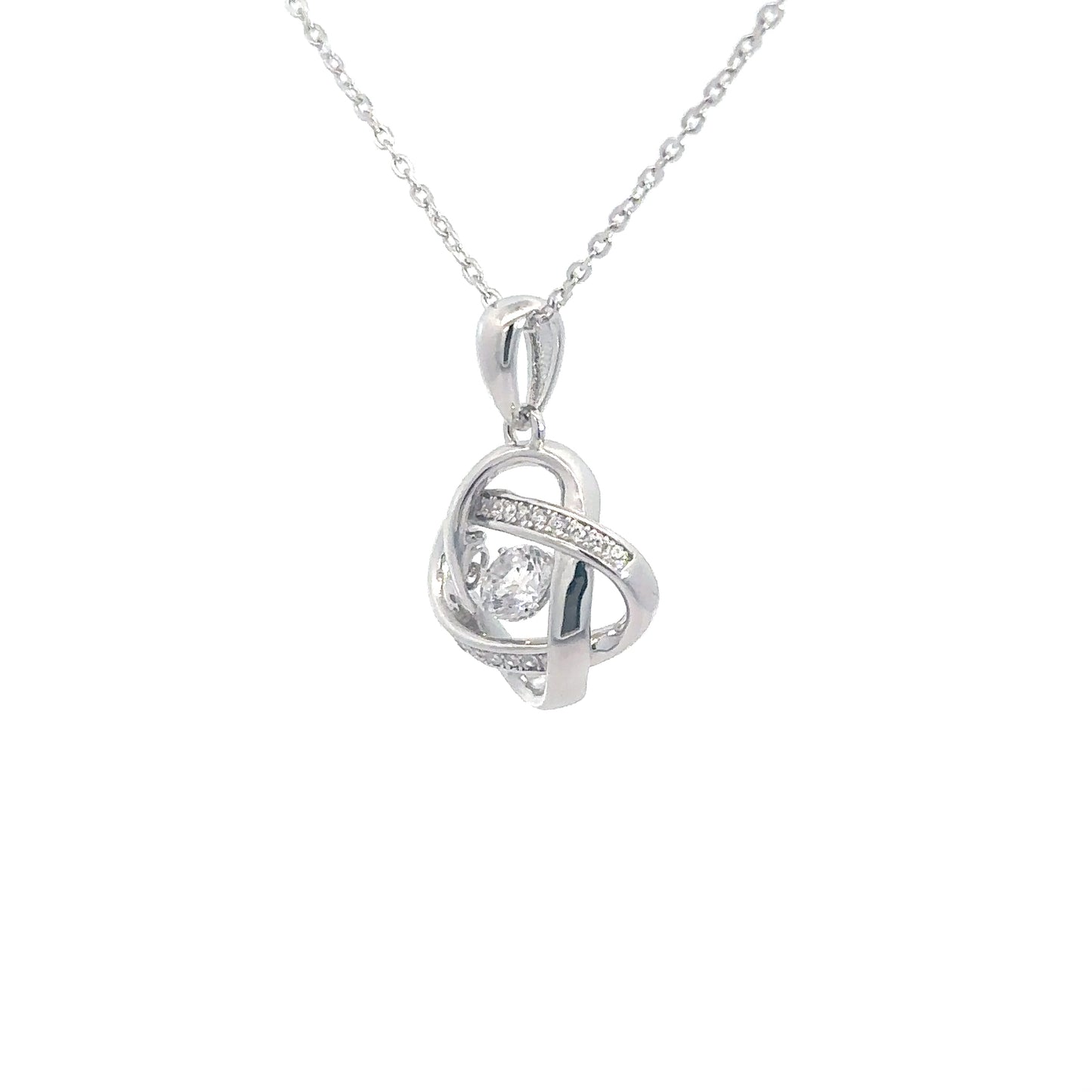 Sterling Silver Cubic Zirconia Heartbeat Pendant