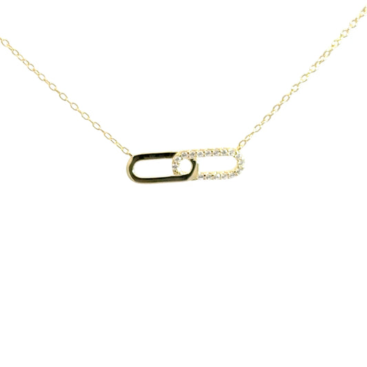 Yellow Gold Plated Paperclip Necklace