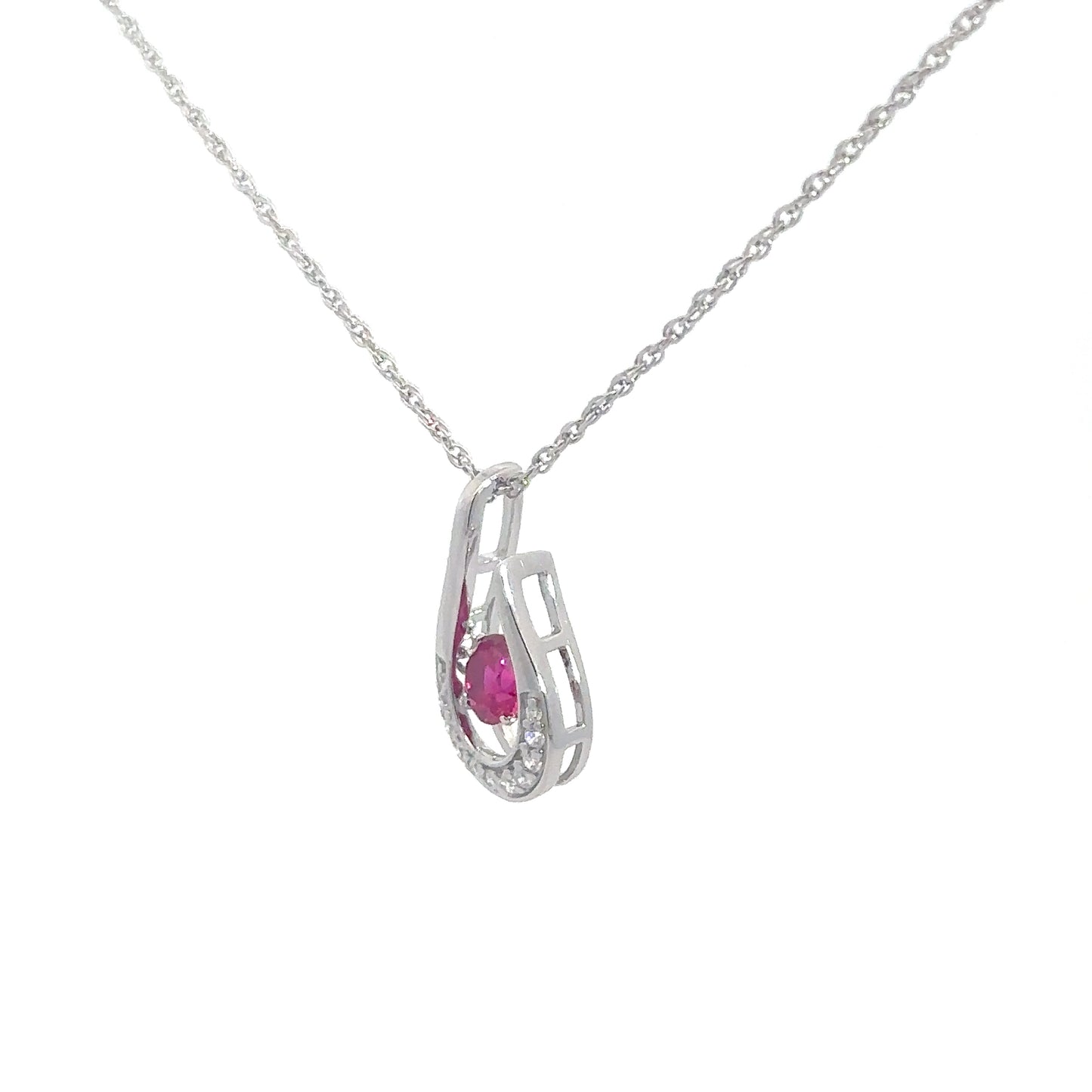 Sterling Silver Simulated Ruby Twinkle Pendant