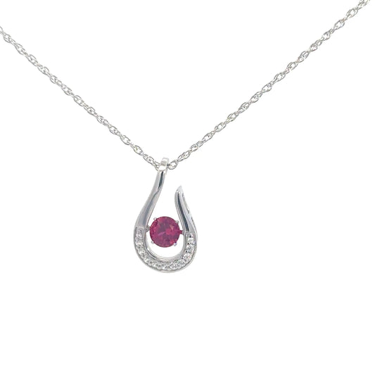 Sterling Silver Simulated Ruby Twinkle Pendant