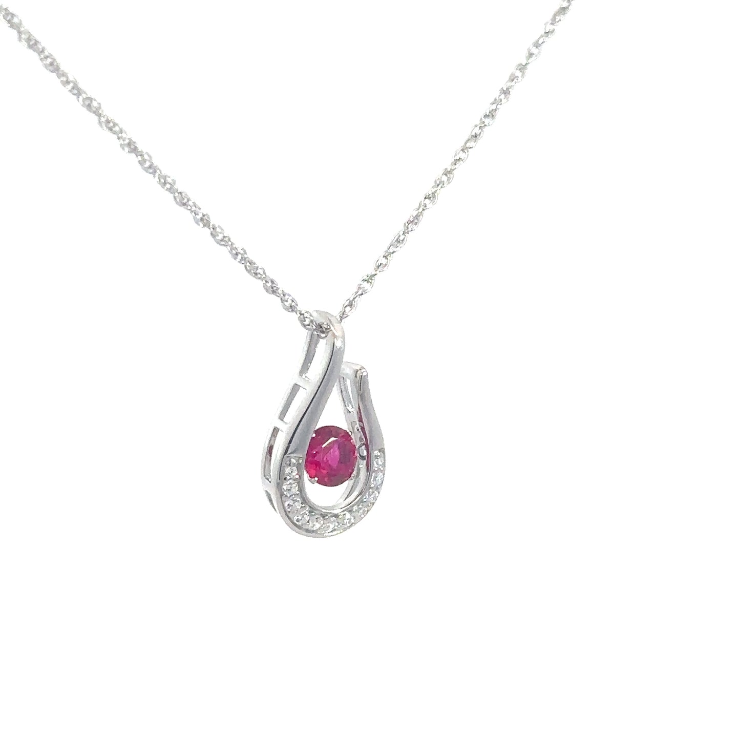Sterling Silver Simulated Ruby Twinkle Pendant