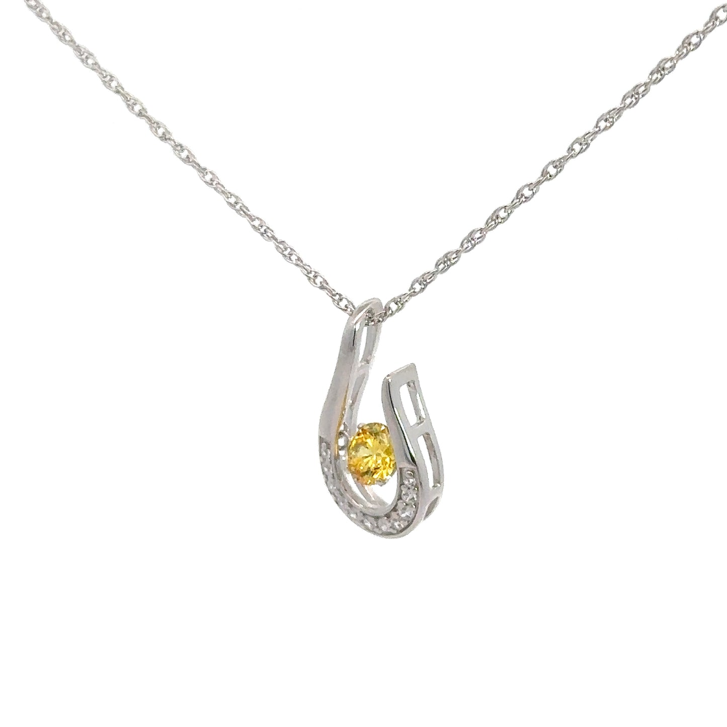 Sterling Silver Synthetic Citrine Twinkle Pendant
