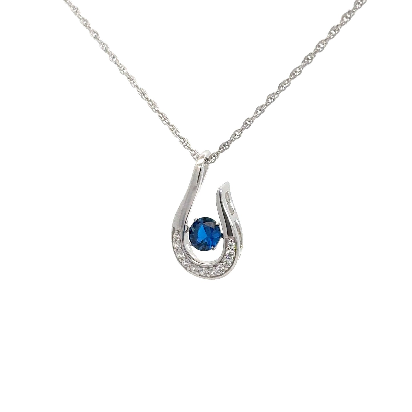 Sterling Silver Synthetic Sapphire Twinkle Pendant