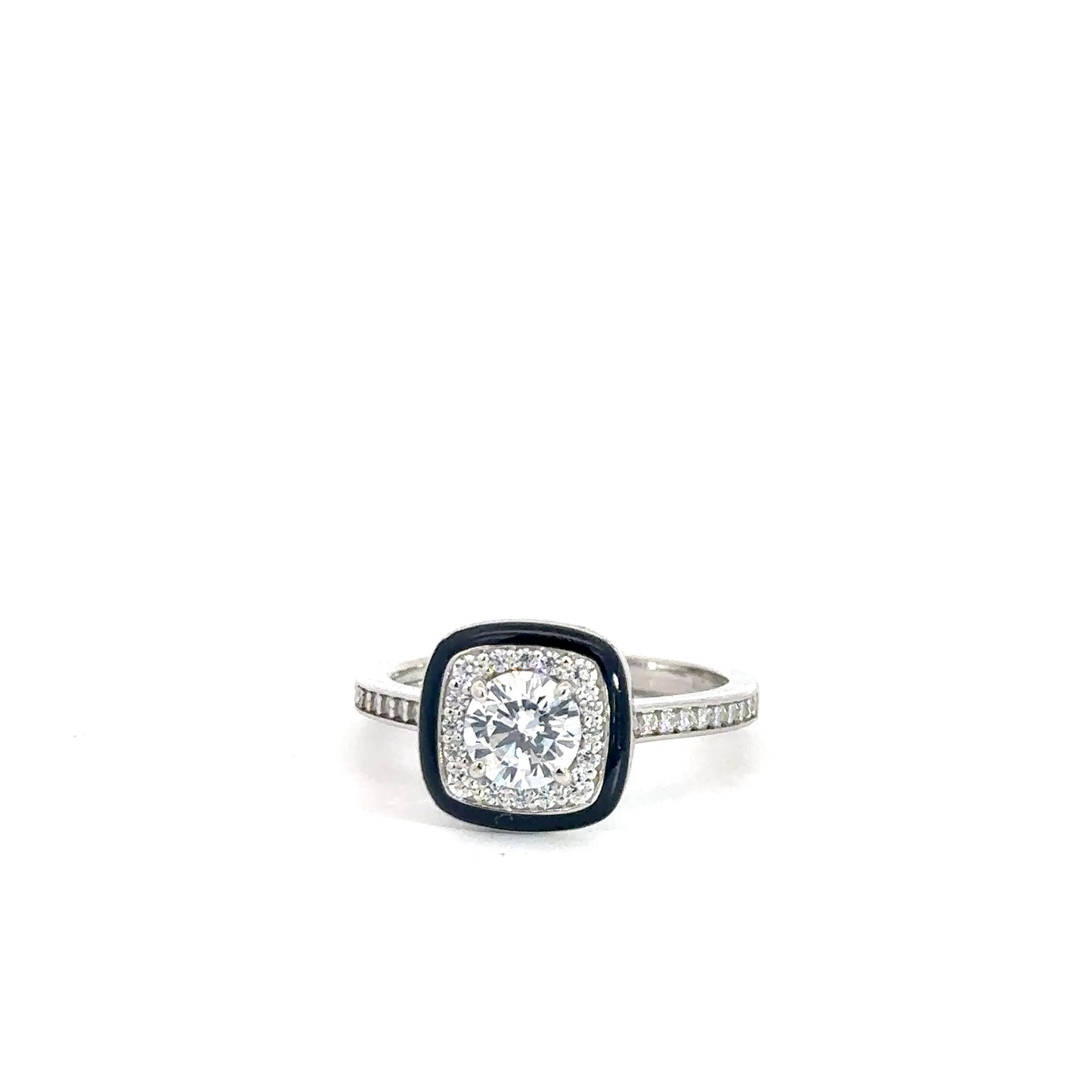 Sterling Silver Micro Pave Simulated Diamond Ring