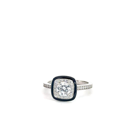 Sterling Silver Micro Pave Simulated Diamond Ring