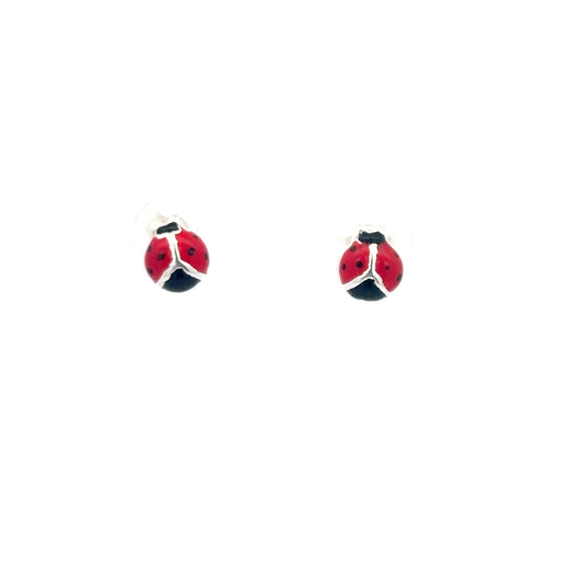 Sterling Silver Kids Lady Bug Earrings