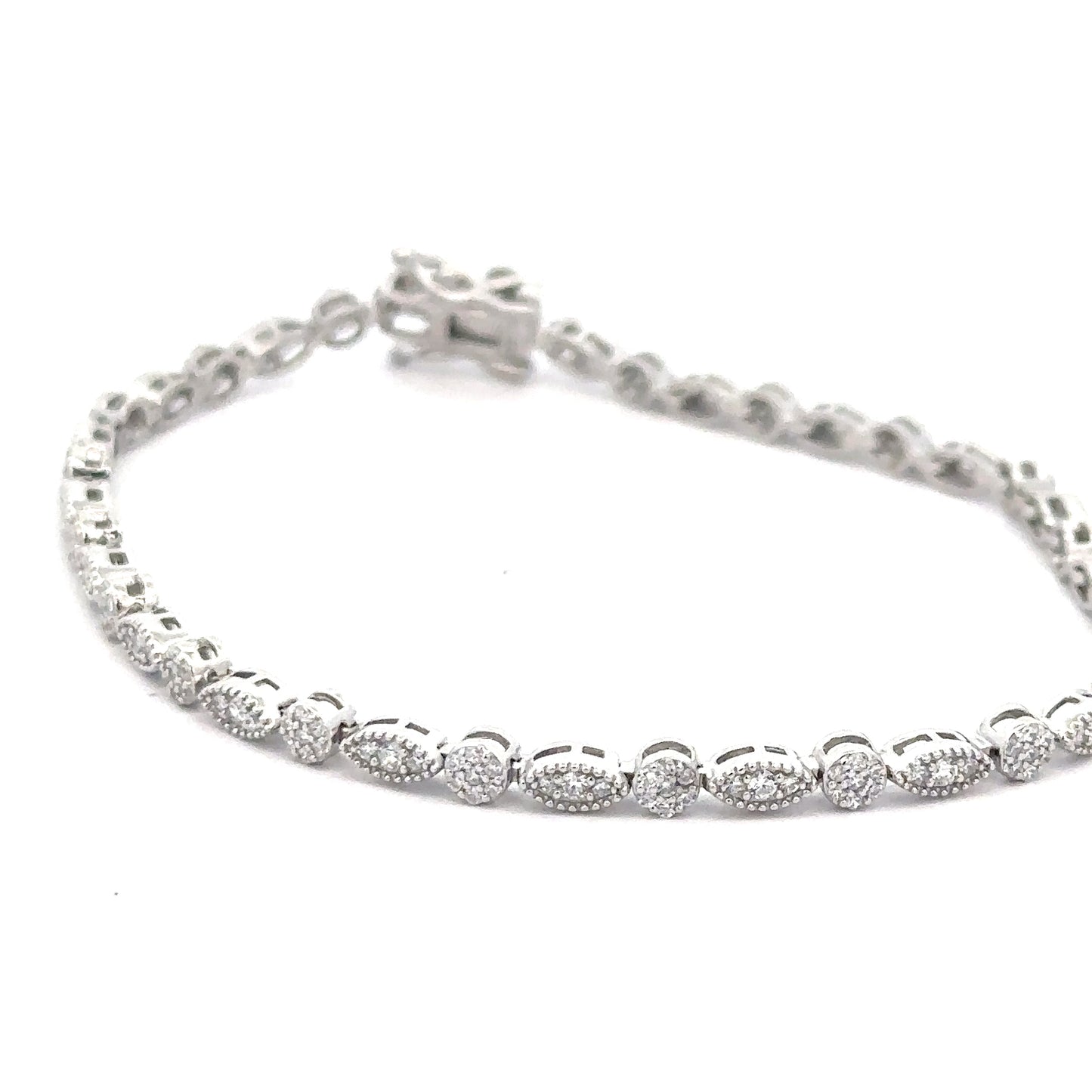 Sterling Silver Cubic Zirconia Pattern Bracelet