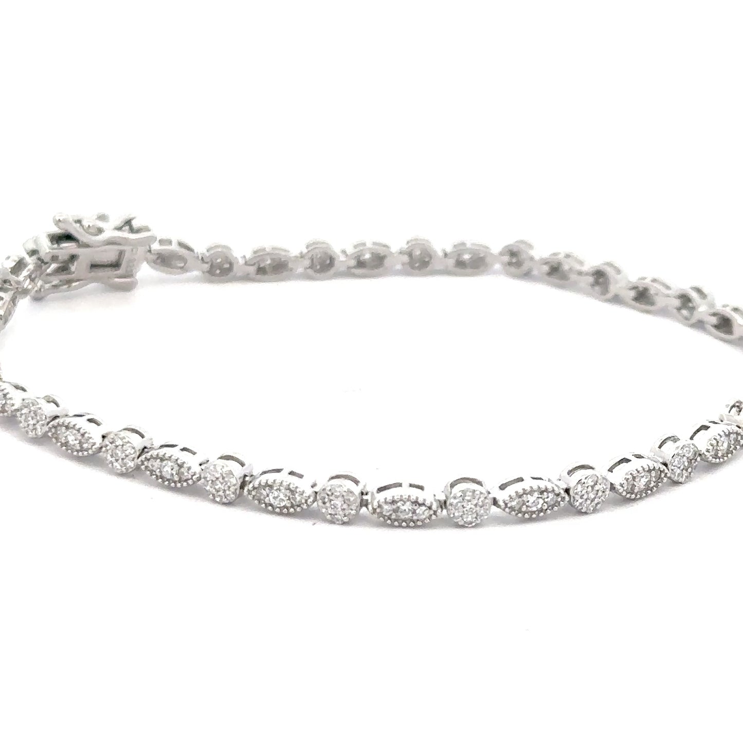 Sterling Silver Cubic Zirconia Pattern Bracelet