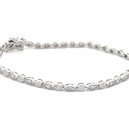 Sterling Silver Cubic Zirconia Pattern Bracelet