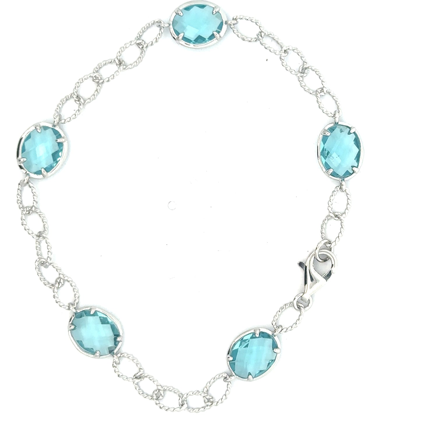 Sterling Silver Aqua Blue Cubic Zirconia Bracelet