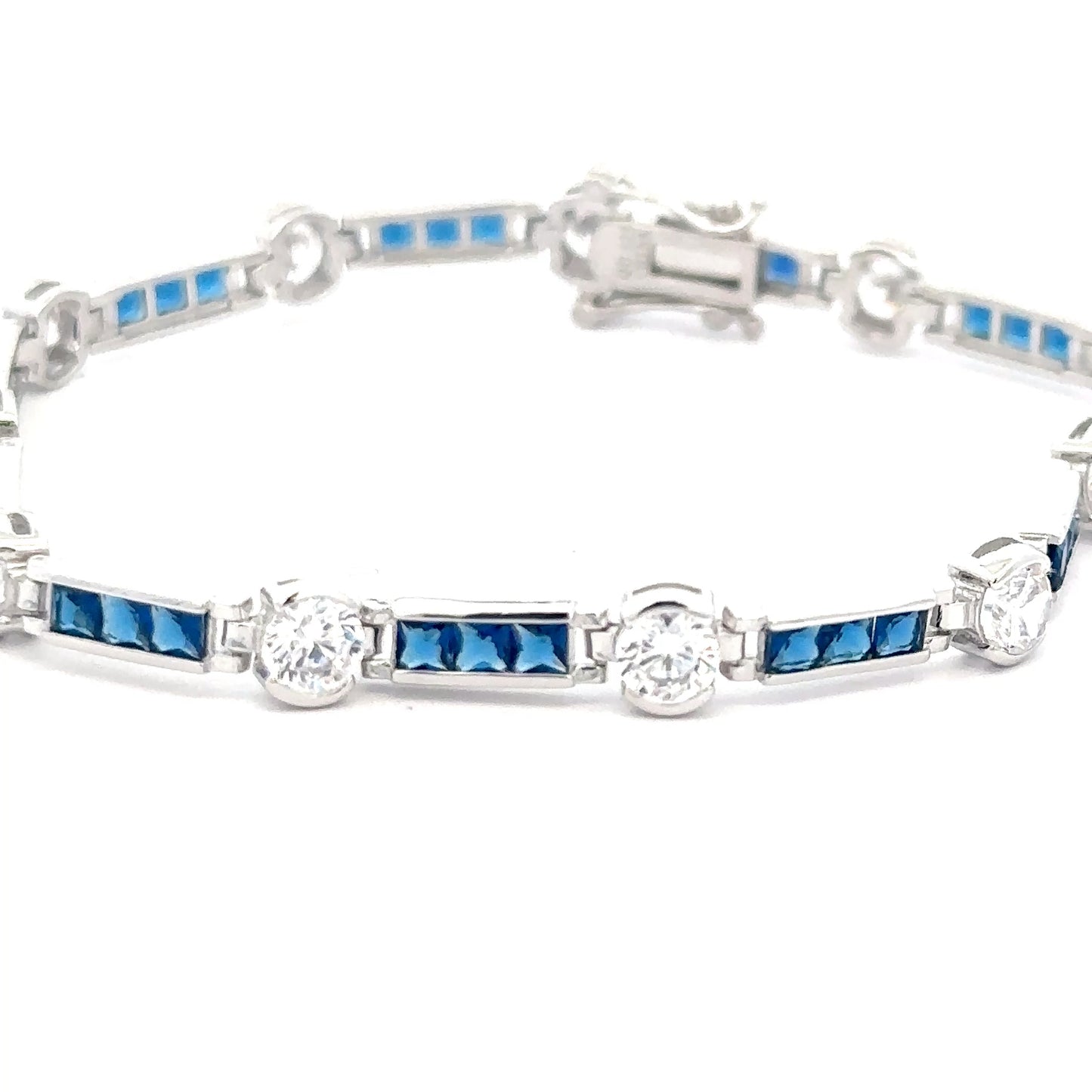 Sterling Silver Blue& White Glass Bracelet