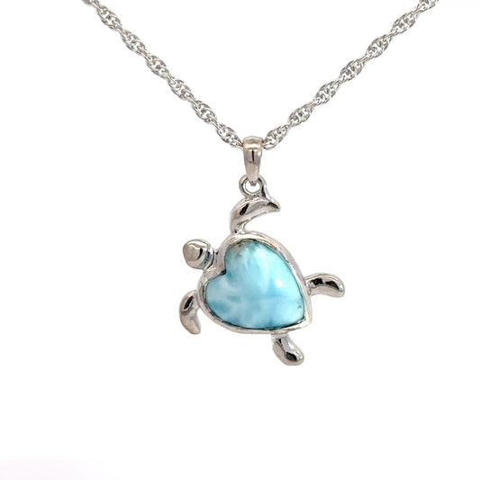 Sterling Silver Larimar Turtle Pendant