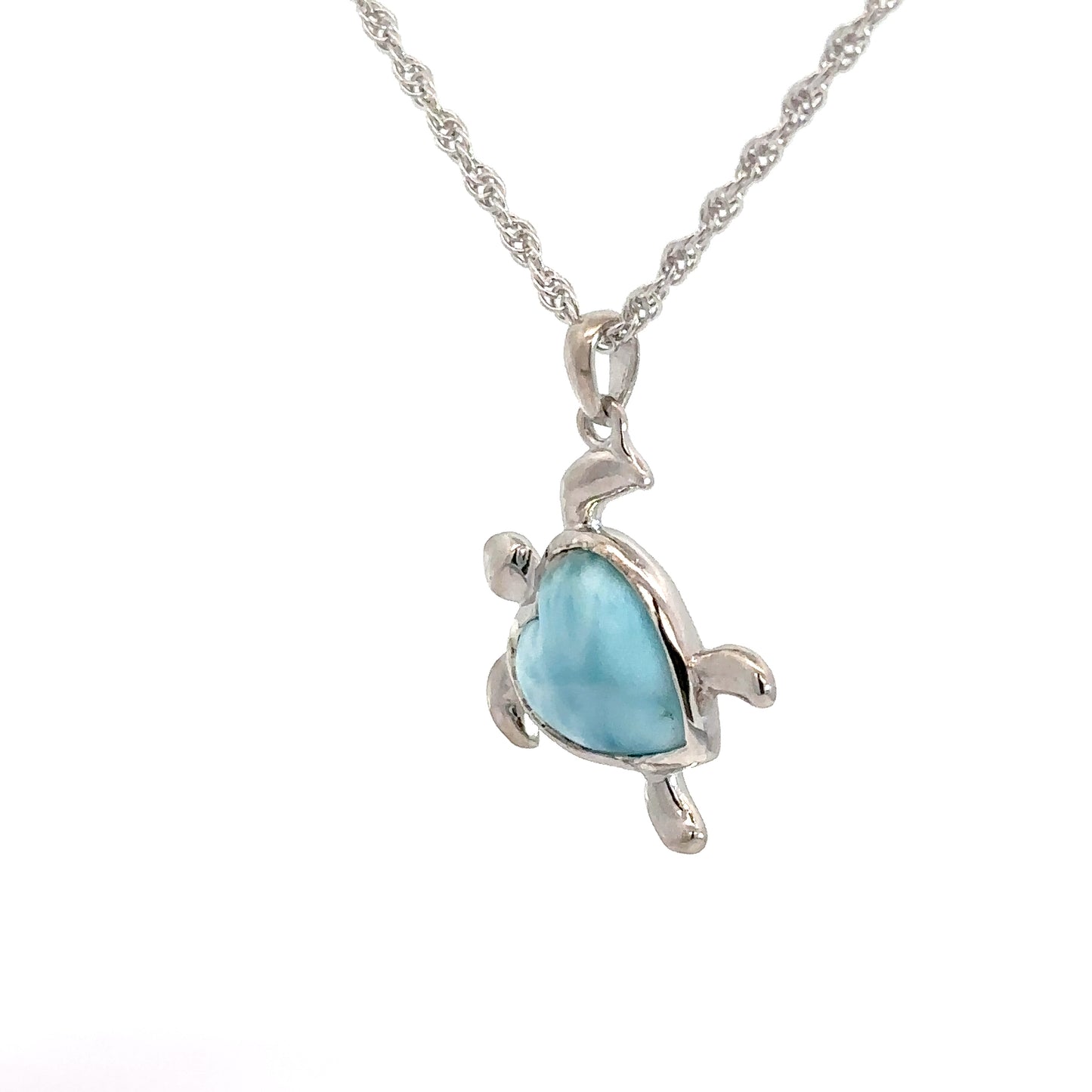 Sterling Silver Larimar Turtle Pendant
