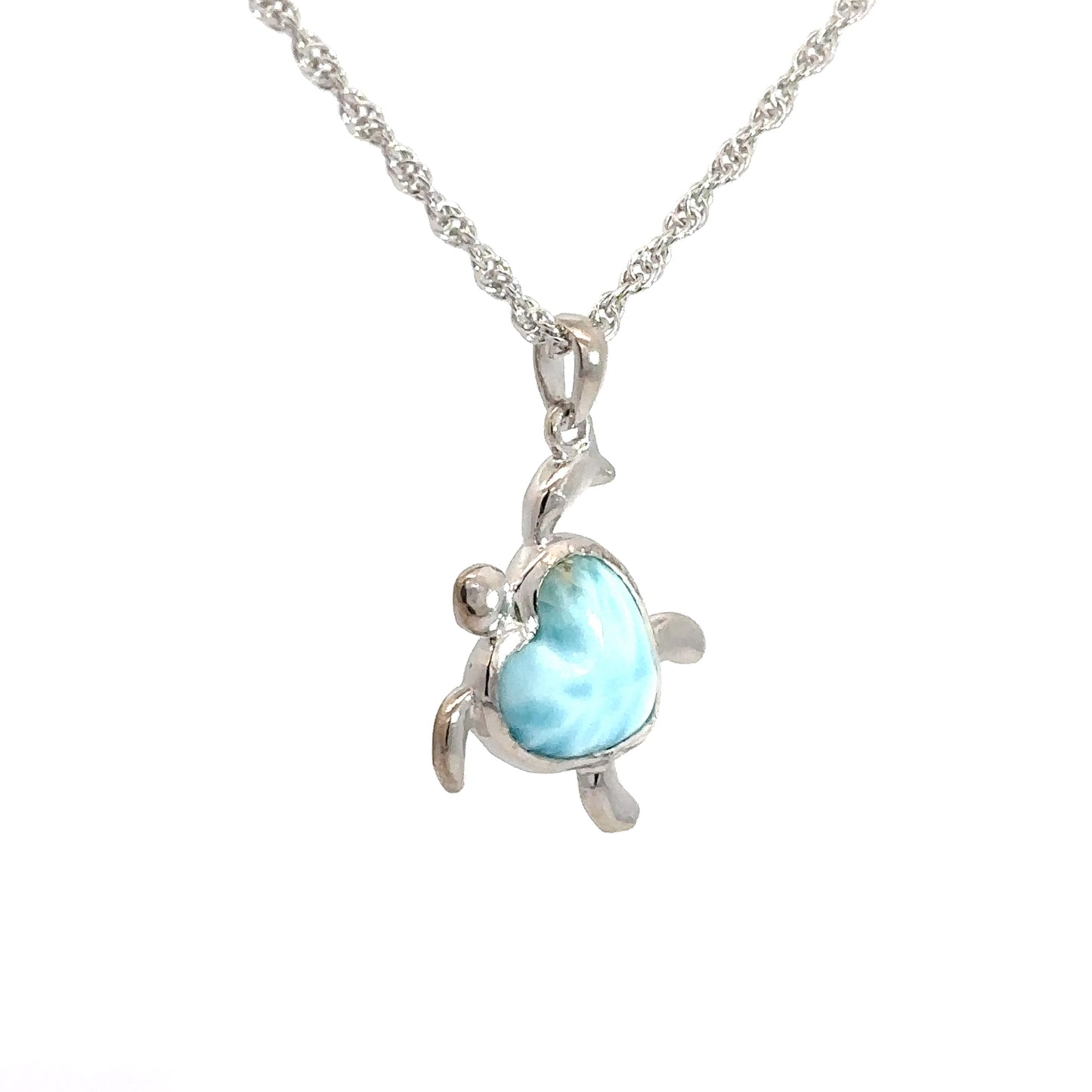Sterling Silver Larimar Turtle Pendant
