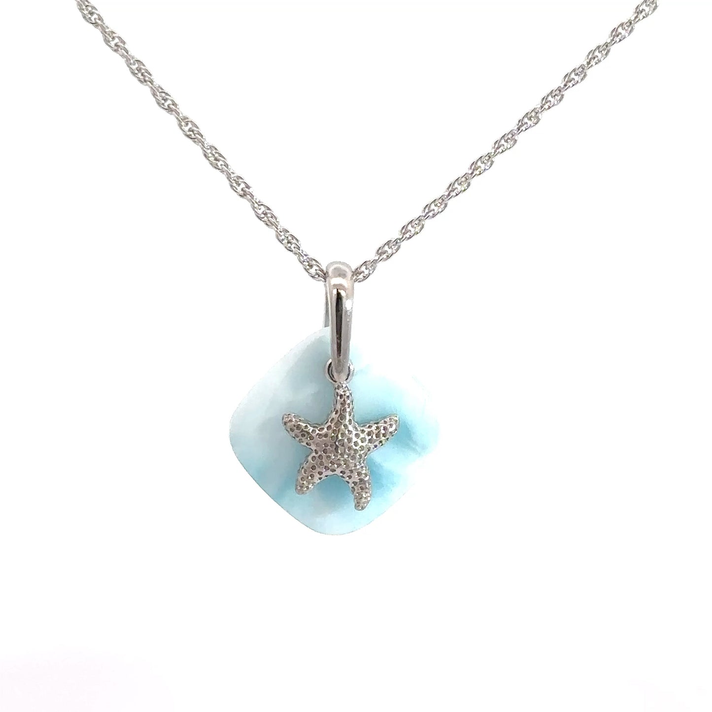 Sterling Silver Larimar Starfish Pendant