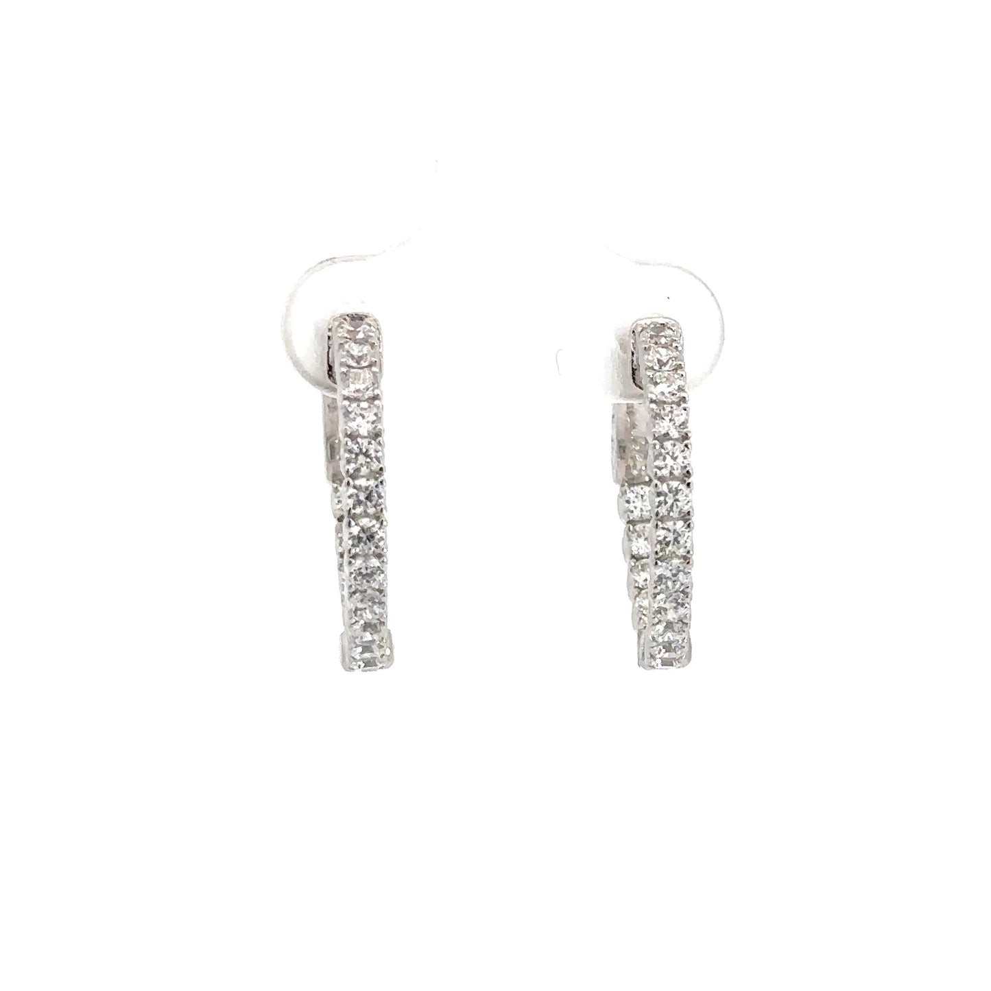 Sterling Silver In/Out Cubic Zirconia Hoops