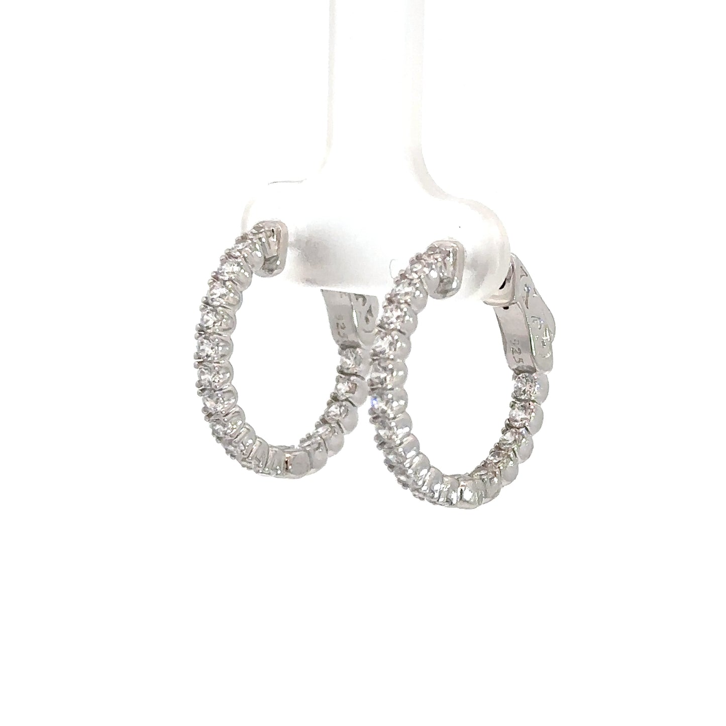 Sterling Silver In/Out Cubic Zirconia Hoops