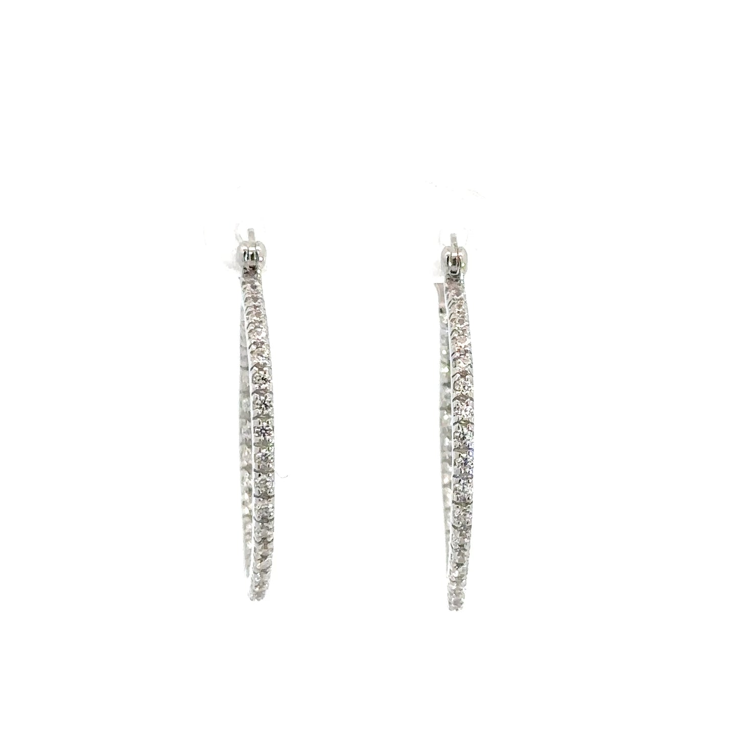 Sterling Silver Skinny In/Out Cubic Zirconia Hoops