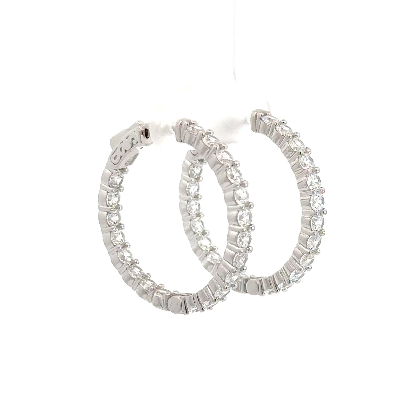 Sterling Silver Cubic Zirconia In/Out Hoops