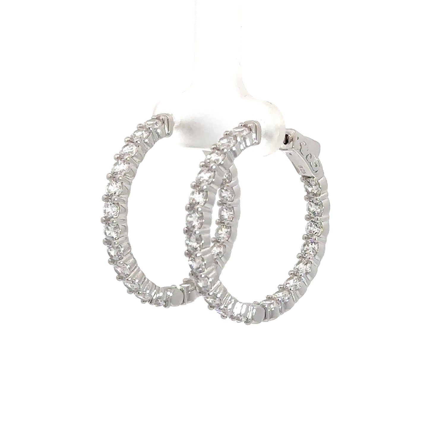Sterling Silver Cubic Zirconia In/Out Hoops