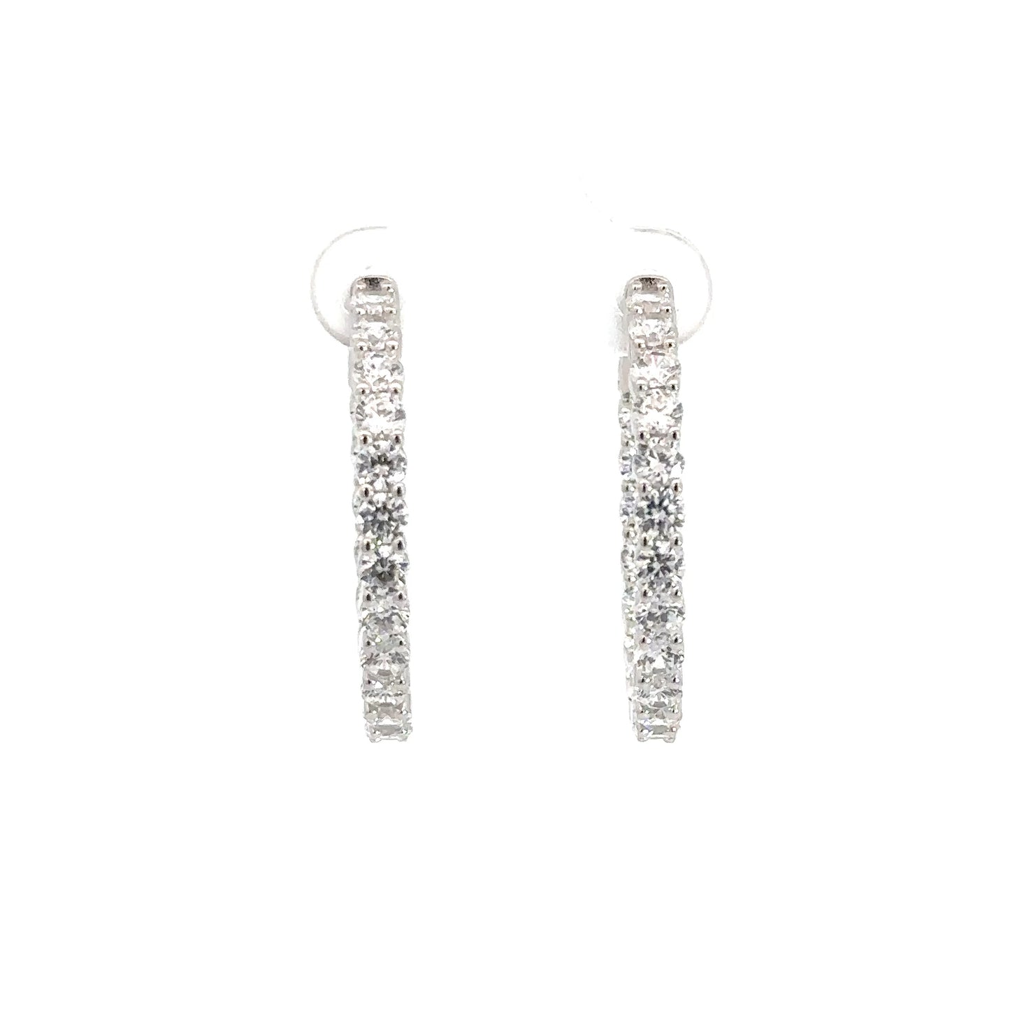 Sterling Silver Cubic Zirconia In/Out Hoops