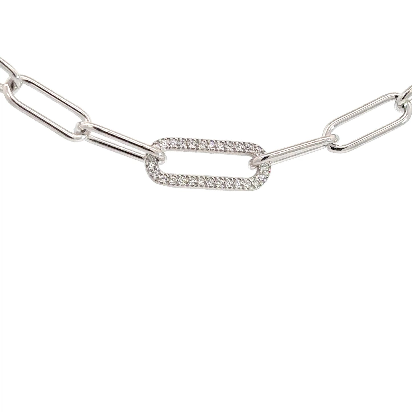 Sterling Silver Paperclip & Simulated Diamond Pendant