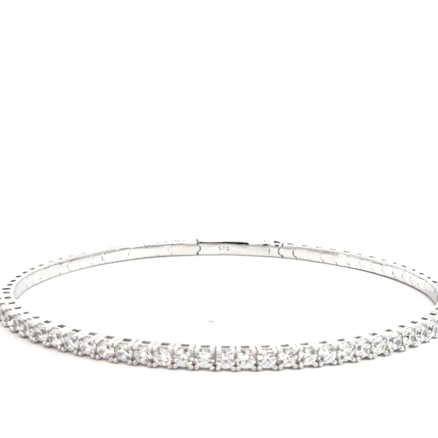 Sterling Silver Simulated Diamond Flexi-Bangle