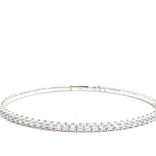 Sterling Silver Simulated Diamond Flexi-Bangle