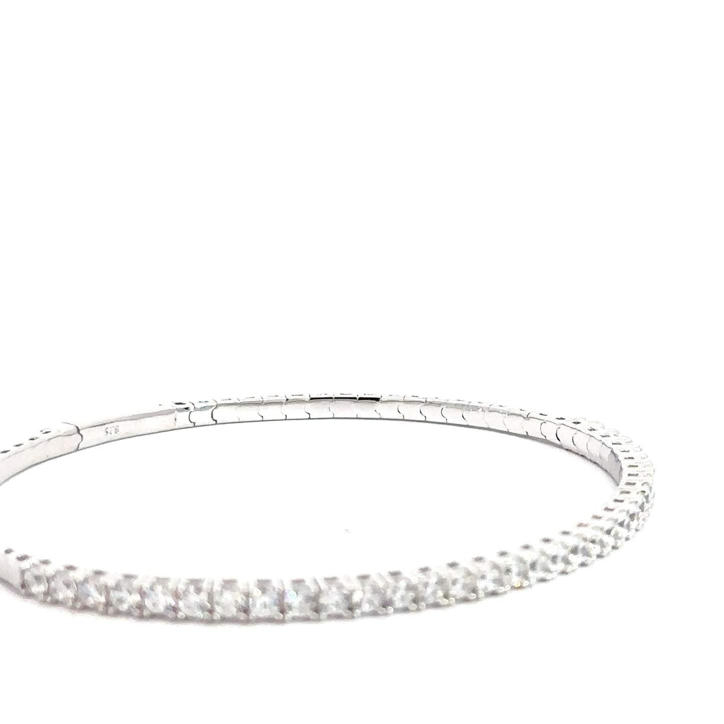 Sterling Silver Simulated Diamond Flexi-Bangle