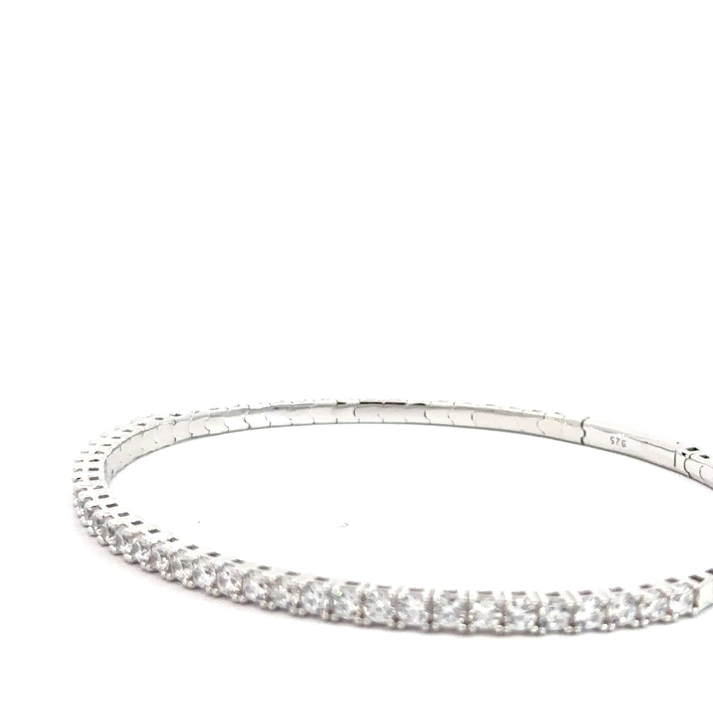 Sterling Silver Simulated Diamond Flexi-Bangle