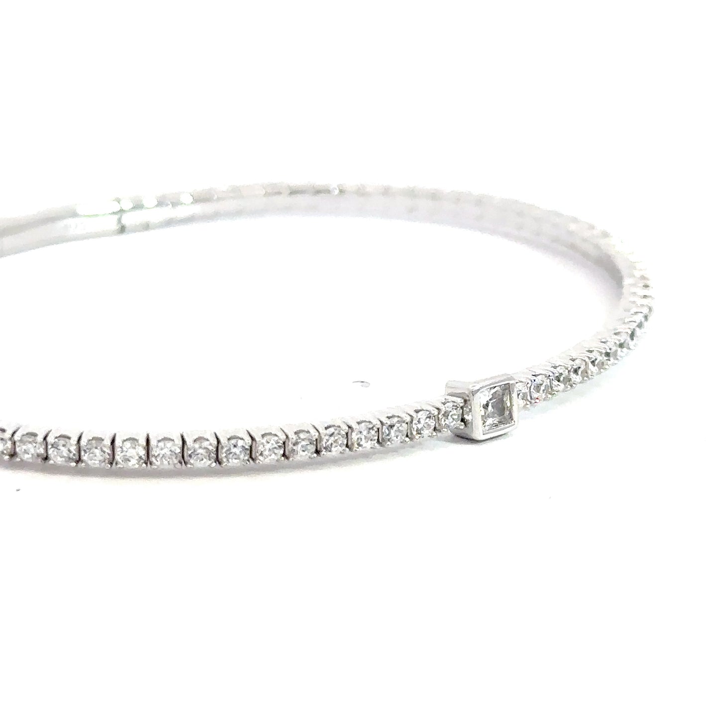 Sterling Silver Simulated Diamond Flexi-Bangle