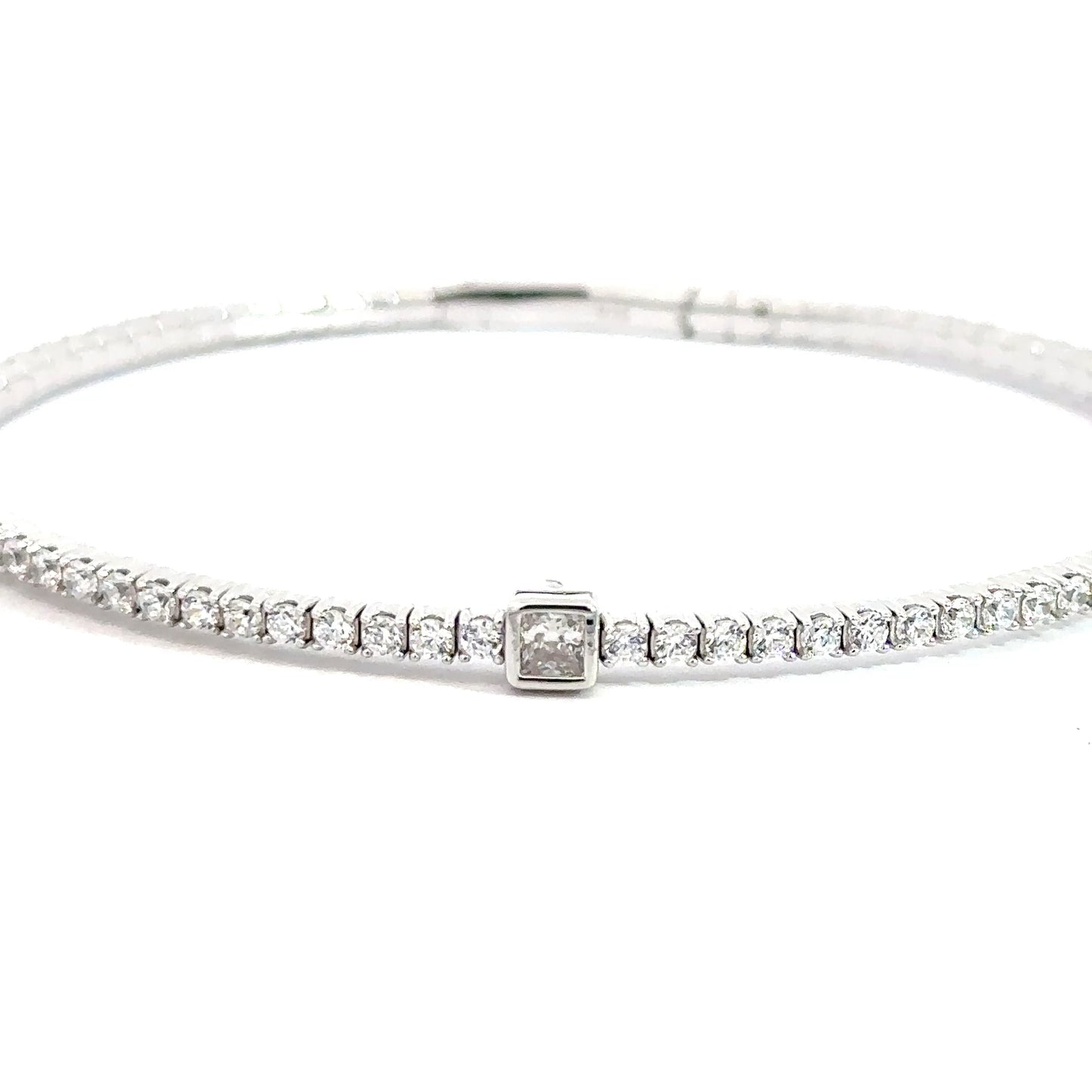 Sterling Silver Simulated Diamond Flexi-Bangle