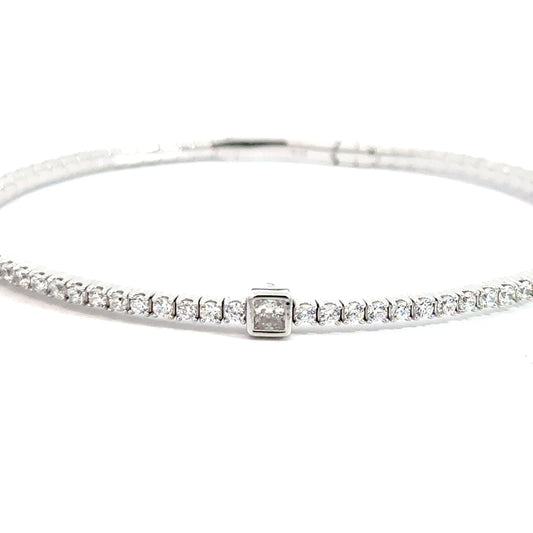 Sterling Silver Simulated Diamond Flexi-Bangle