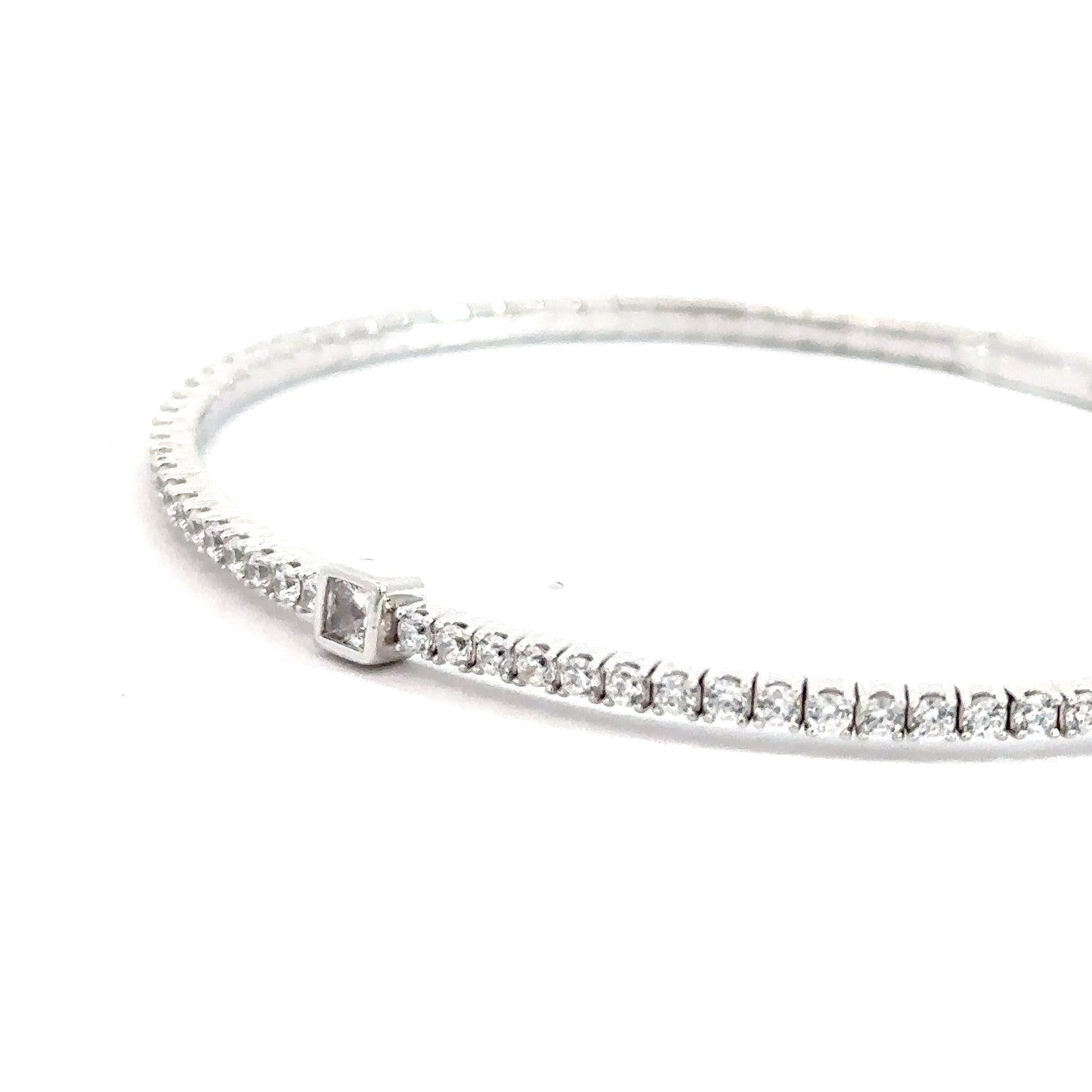 Sterling Silver Simulated Diamond Flexi-Bangle