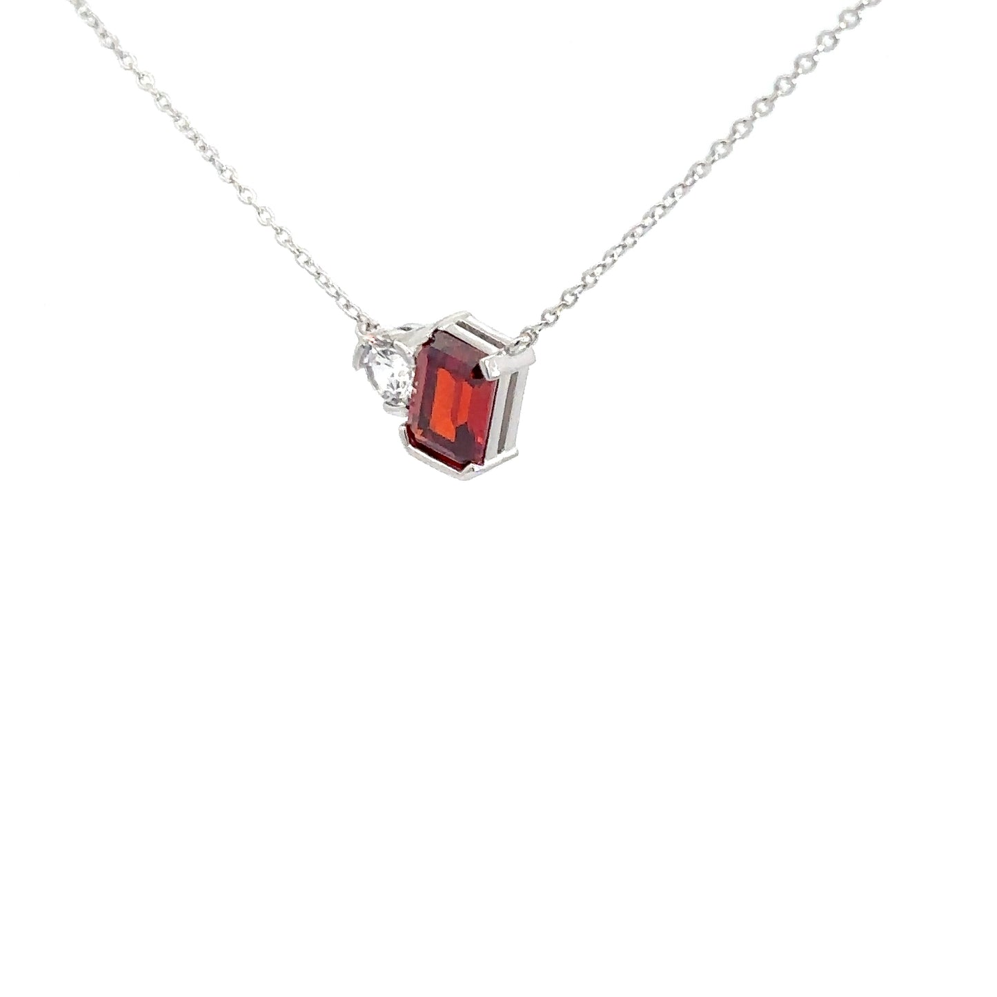 Sterling Silver Garnet & Simulated Diamond Pendant